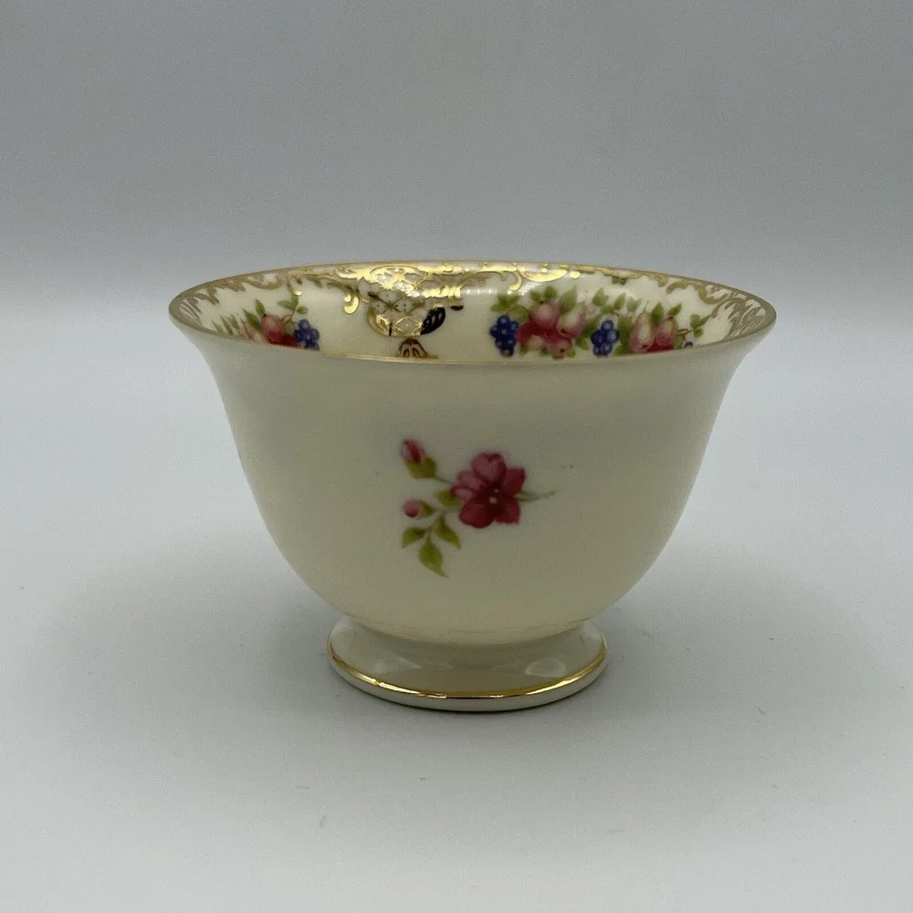 Vintage‎ Rosenthal Ivory Footed Demitasse Cup and Saucer Fruit Floral Gold Trim